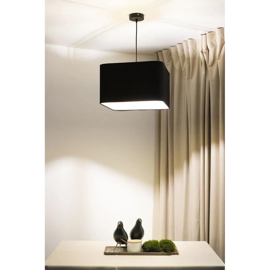 Lampa wisząca KWADRO LEN 005-40w30 czarna/beżowa