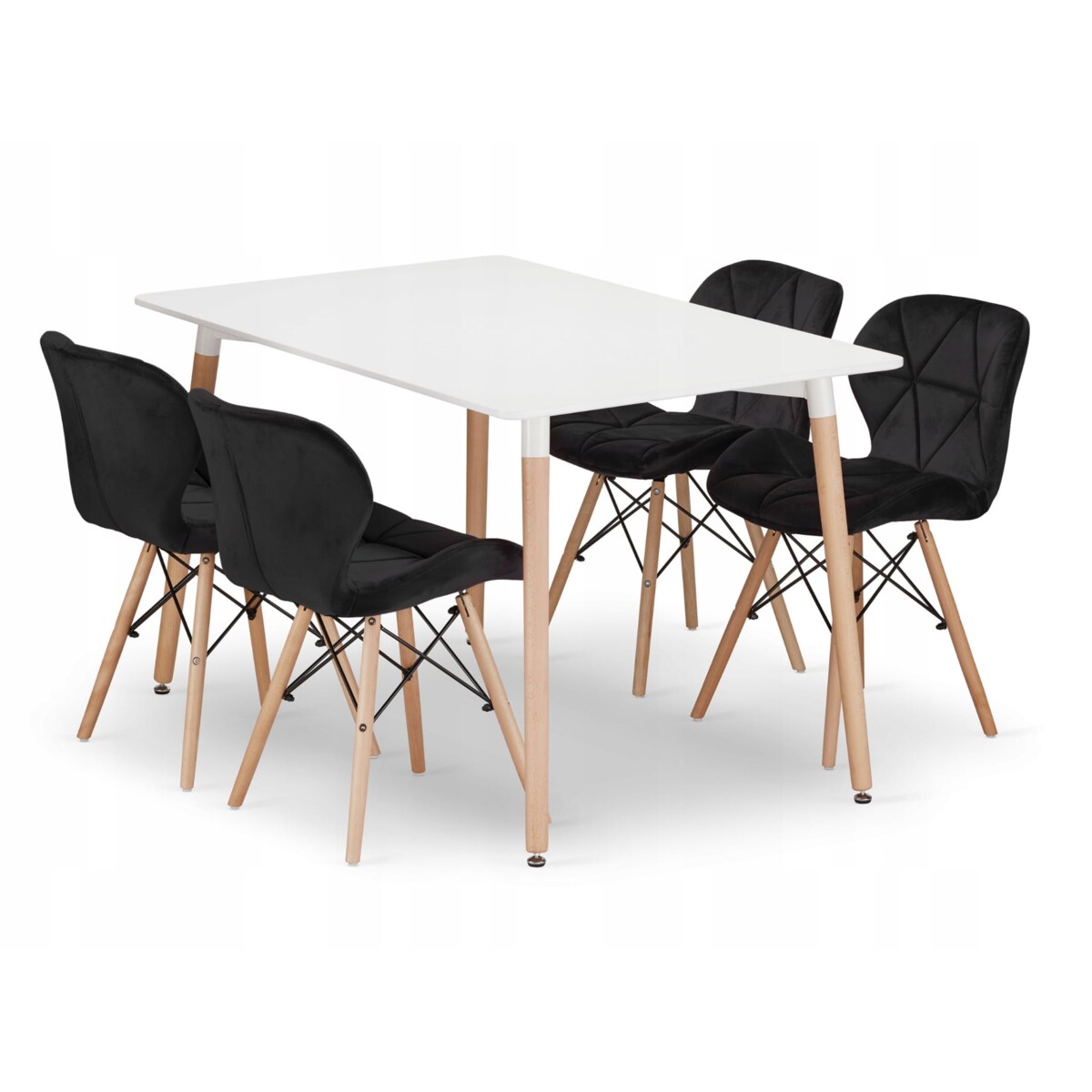 Zestaw Stół Do Jadalni Kuchni Salonu Biura Prostokątny Adria 120X80 Biały + 4 Krzesła Lago Czarne