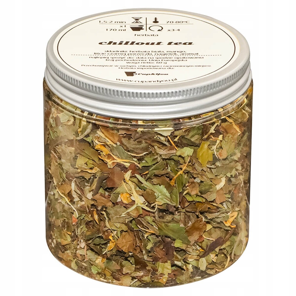 Herbata biała CHILLOUT TEA o smaku delikatnej czarnej porzeczki i mango - herbata liściasta sypana mieszanka napar susz - gotowa na prezent upominek