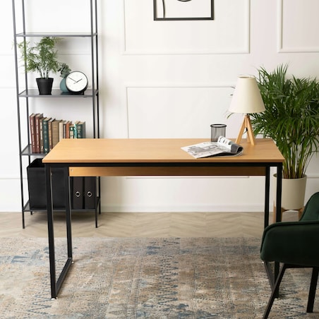 Biurko 120 Industrialne Biurowe Gabinetowe Proste Dąb Złoty ROSS