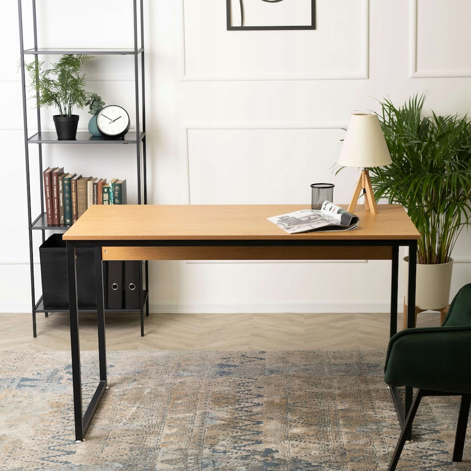 Biurko 120 Industrialne Biurowe Gabinetowe Proste Dąb Złoty ROSS