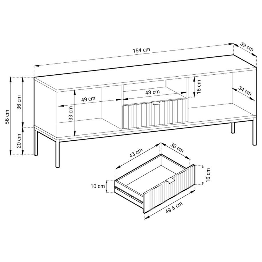 Szafka rtv do salonu NEW - kaszmirowa+ st. czarny
