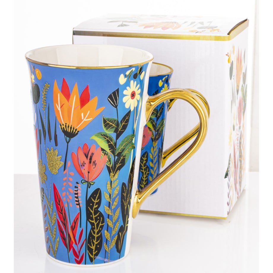 Kubek porcelanowy 700 ml BLUMEN 17x15x10 cm niebieski