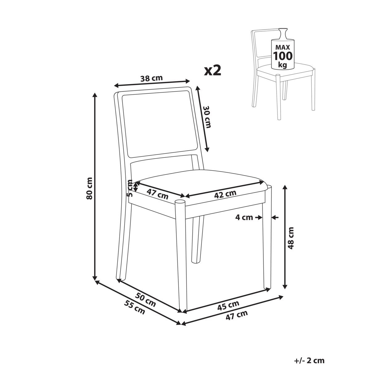 Zestaw 2 krzeseł do jadalni TAMARAC Drewno Czarny