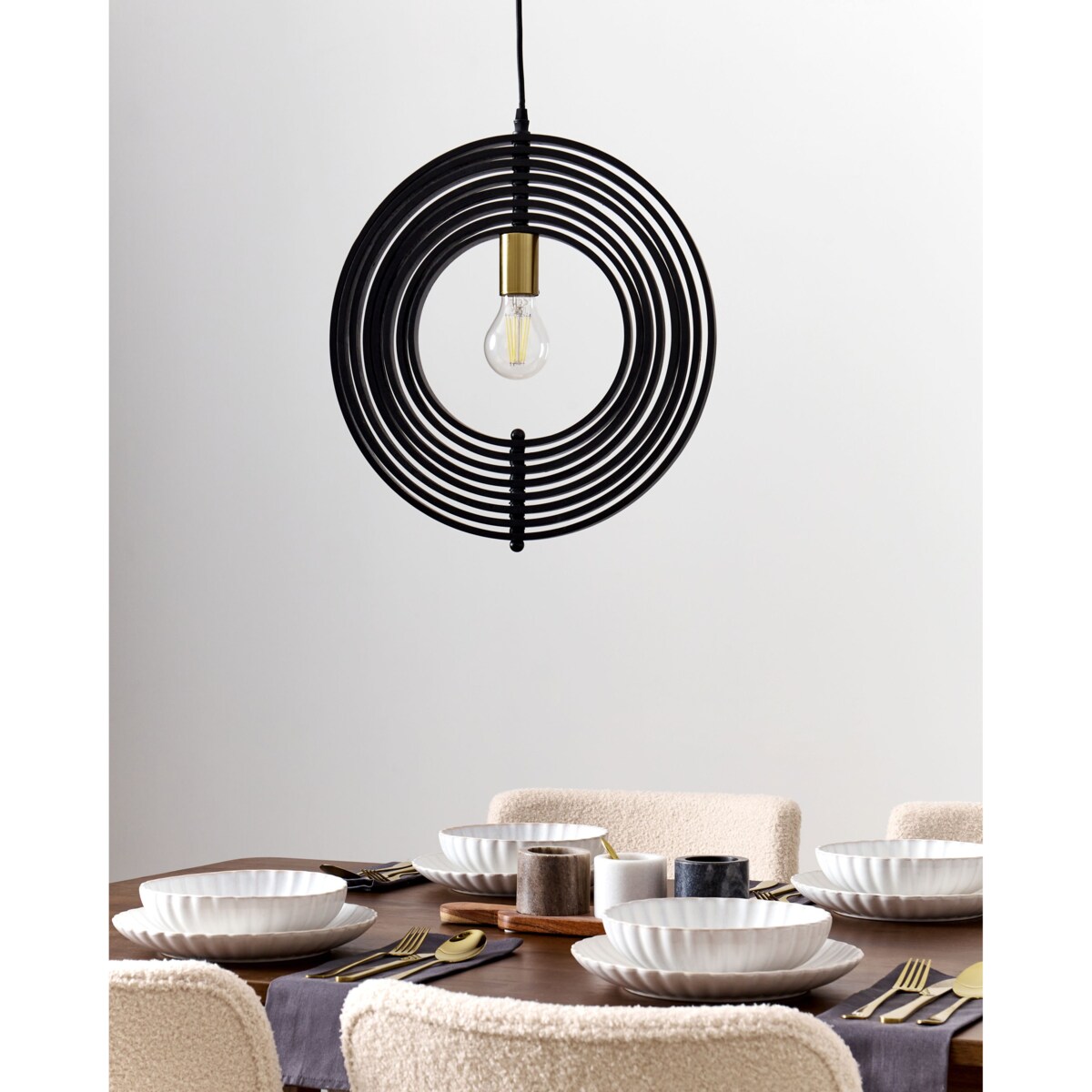 Lampa wisząca MURRELL Drewno Czarny