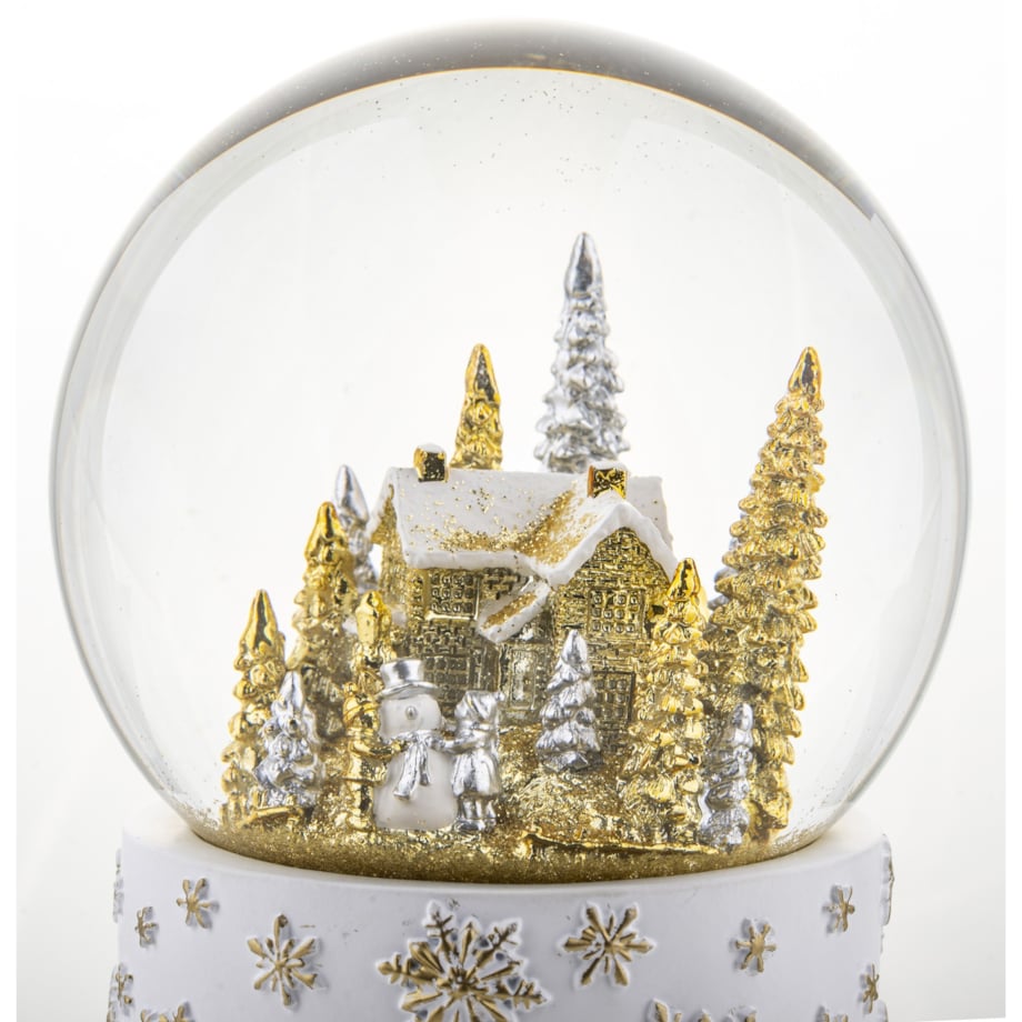 Szklana kula z pozytywką 17x11x11 cm srebrno-złota dekoracja