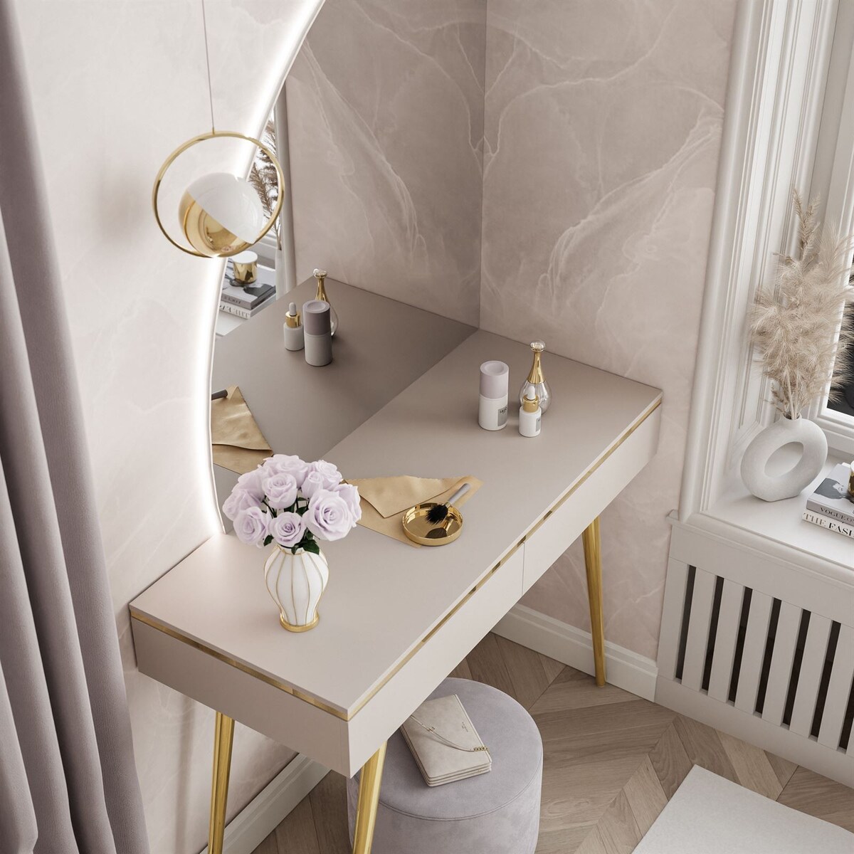 Toaletka AURORA-SQ kaszmir z lustrem lewym