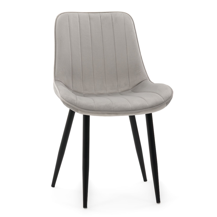 Krzesło welurowe tapicerowane ELVA szare do salonu jadalni na czarnych nogach