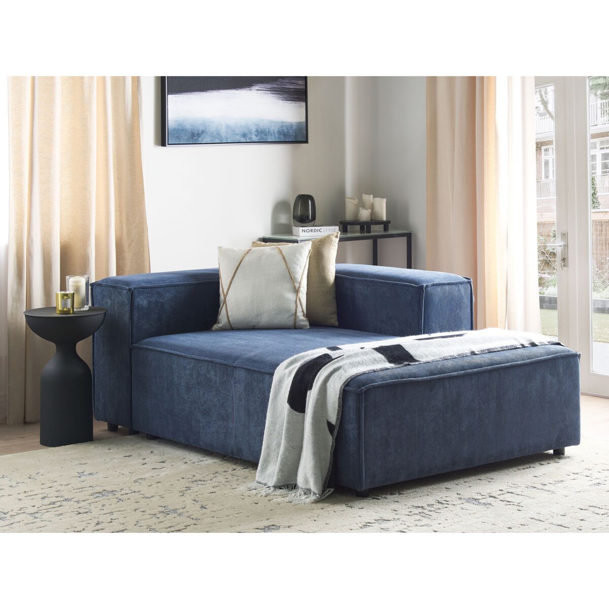 Szezlong lewostronny ARDAL Sztruks Ciemnoniebieski