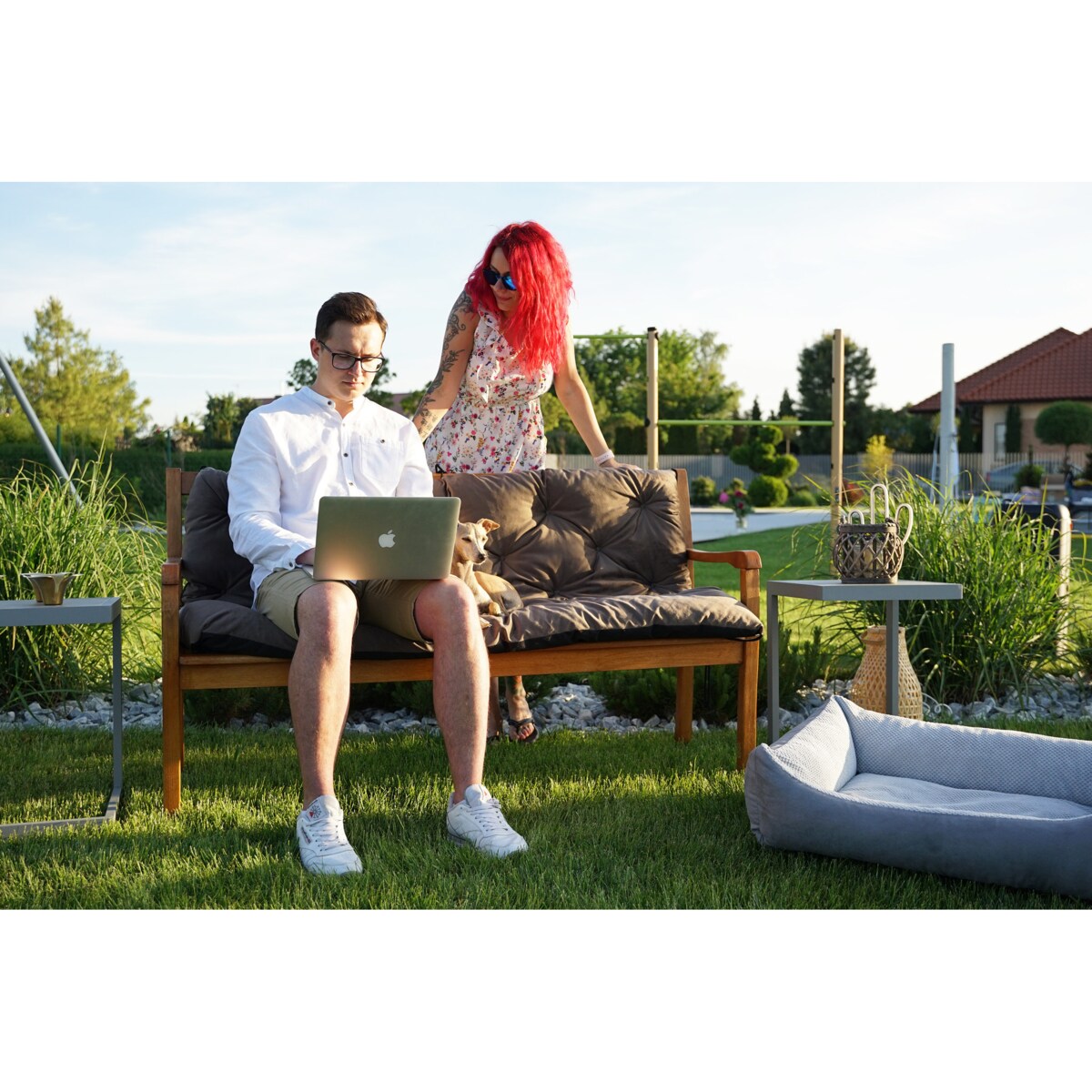 Poduszki na meble ogrodowe z oparciem, 120x50x50 cm, Brąz