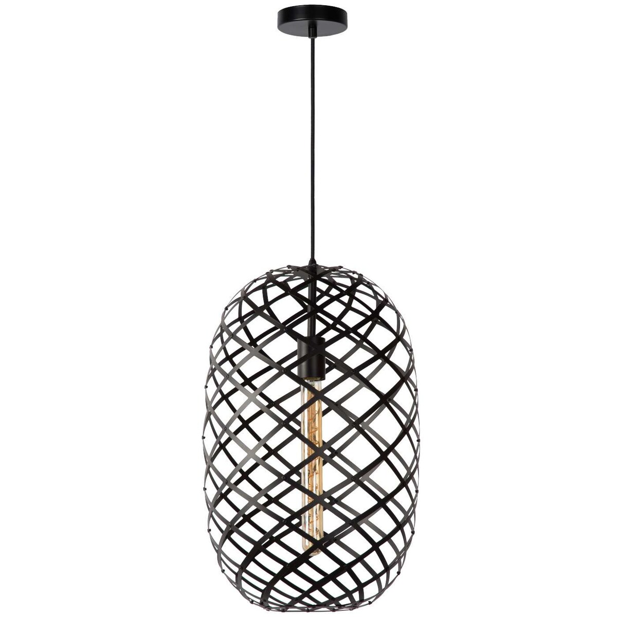 LAMPA wisząca WOLFRAM  21417/32/30 Lucide loftowa OPRAWA metalowy ZWIS druciany czarny