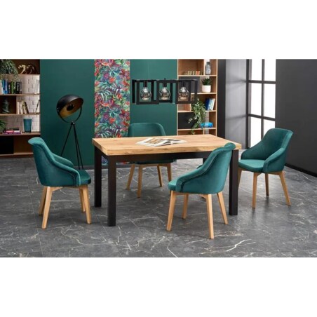 Stół rozkładany TIAGO 140(220)x80 dąb/czarny