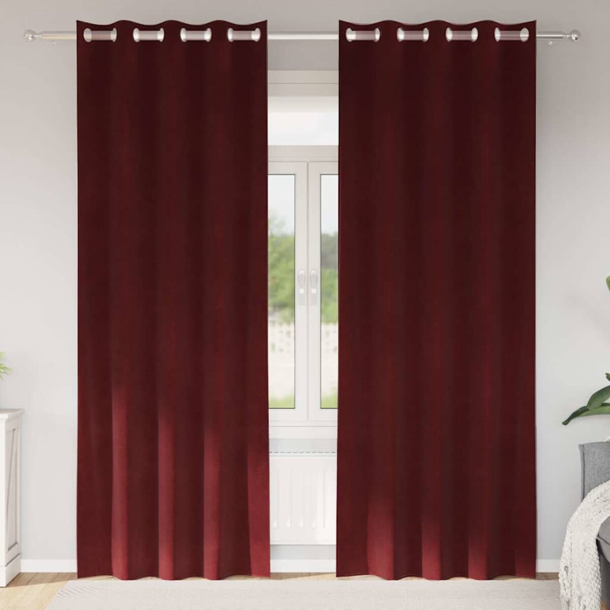 vidaXL Zasłony z zasłonami 2 pcs czerwone wino 140 x 245 cm Aksamit