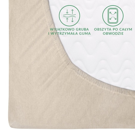Prześcieradło flanela z gumką 200x220 kolor jasny beż