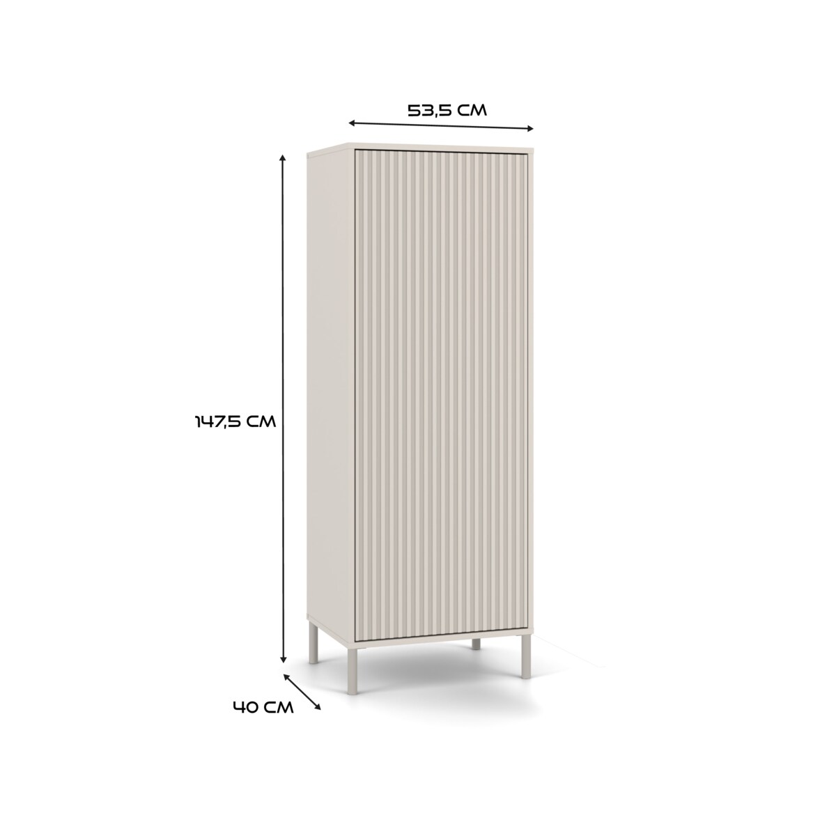 Witryna KAMARO 1DD SLIM KASZMIR Lamele Front Ryflowany