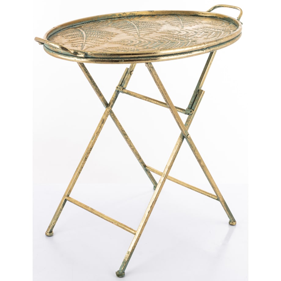 Stolik metalowy okrągły 60X64X40 cm FELCE złoty