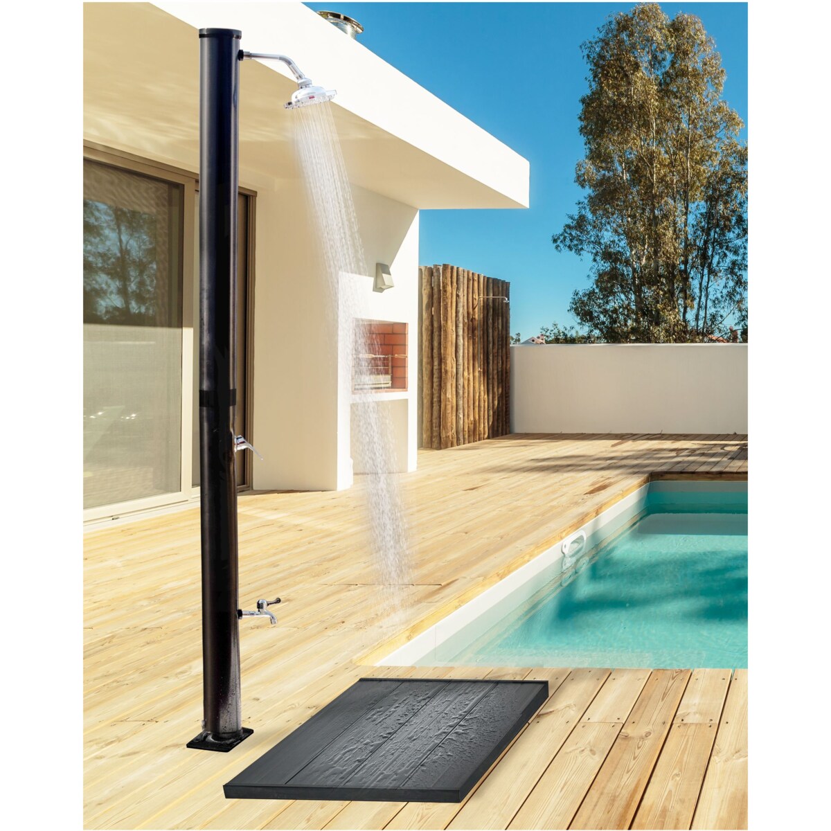 Prysznic ogrodowy solarny wolnostojący ELQUI Czarny