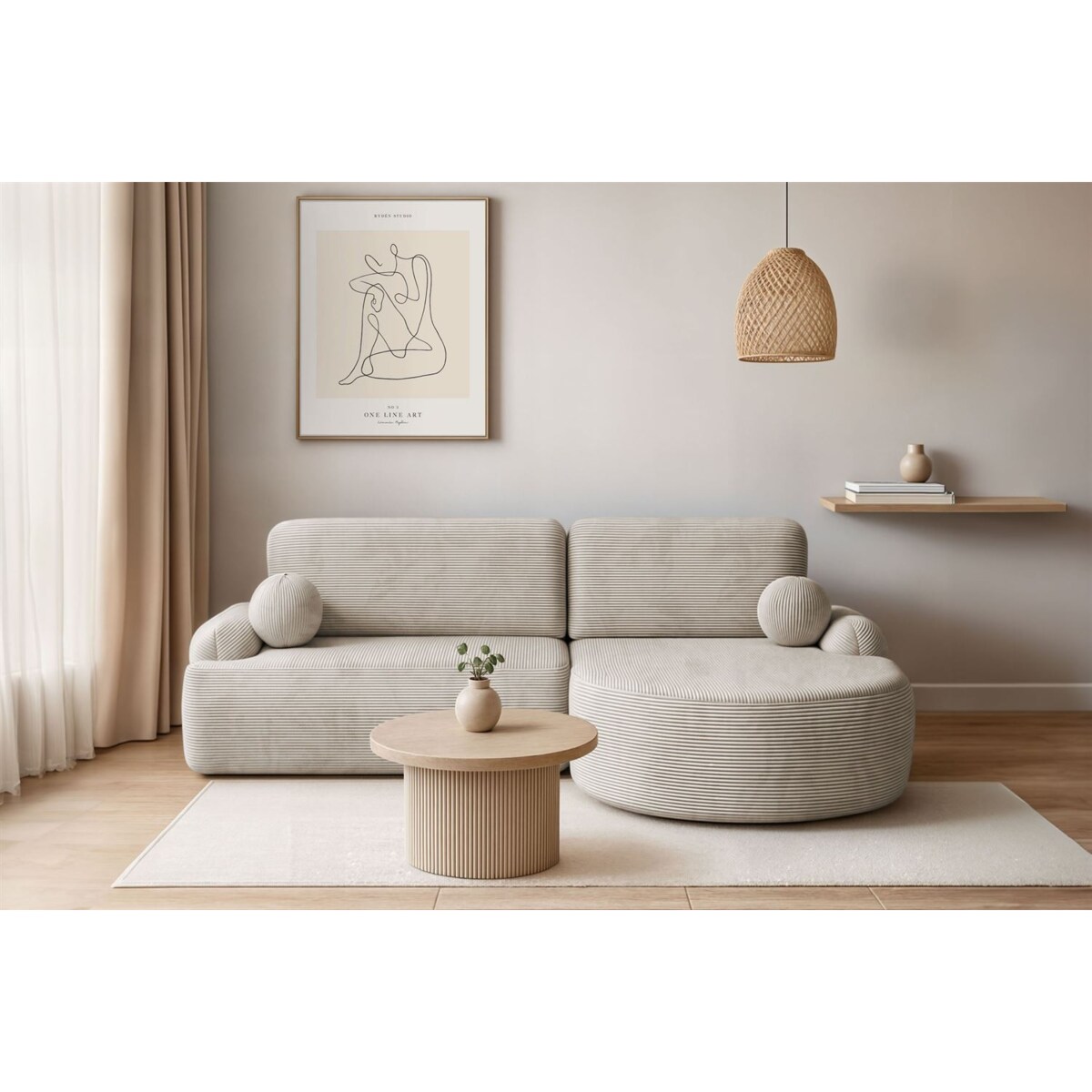 Zaokrąglony narożnik CLEO II z funkcją spania, wersja prawa, Poso 100