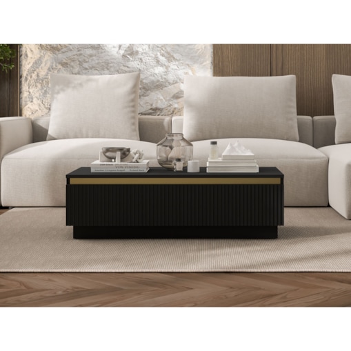 Nowoczesny Stolik kawowy Glamour prostokątny elegancka ława Czarny Mat 109 cm