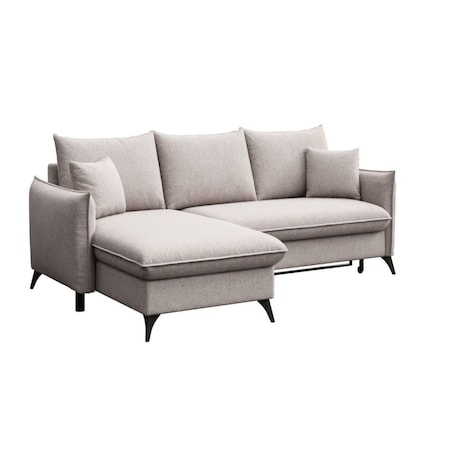 Brim Sofa narożna lewa z funkcją spania i pojemnikiem lewa jasnoszara