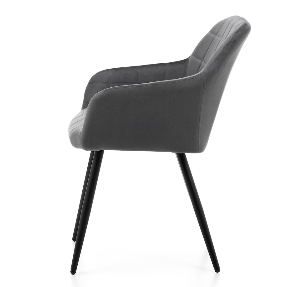 Krzesło tapicerowane pikowane welurowe do salonu jadalni ORTE szare