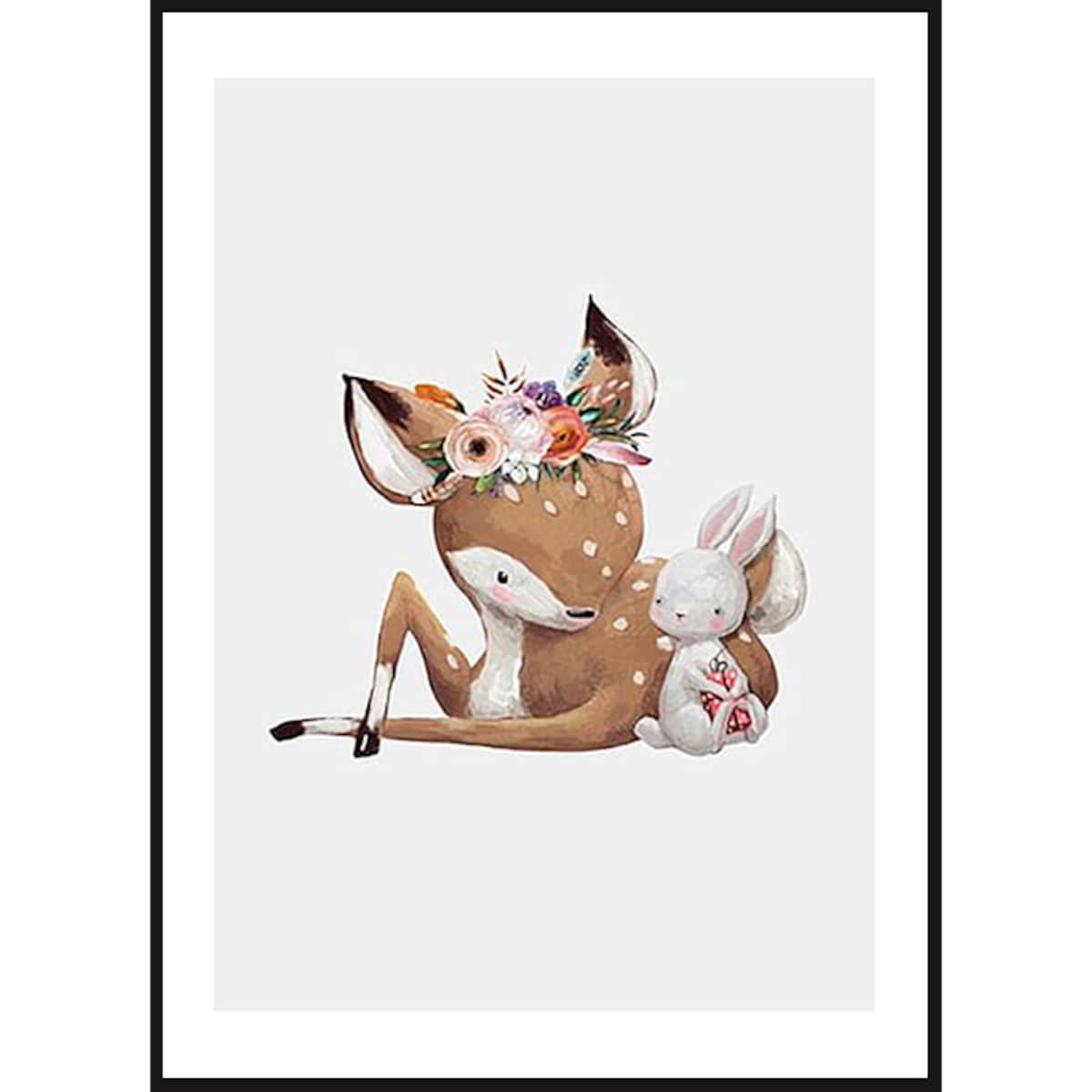 Poster Story, Plakat, Obraz - Zajączek i Sarenka, wymiary 50 x 70 cm