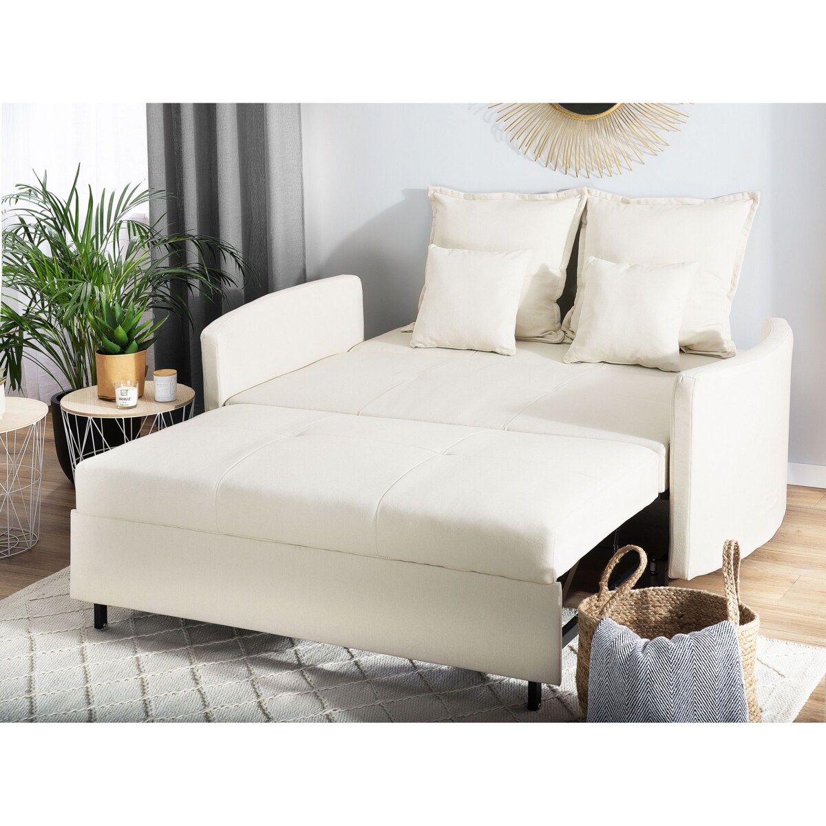 Sofa rozkładana dla 2 osób HOVIN Jasnobeżowy