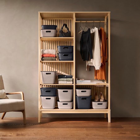 3X Pojemnik Plastikowy Ażurowy Pudełko Z Pokrywą Pojemniki Box 17L Brązowy