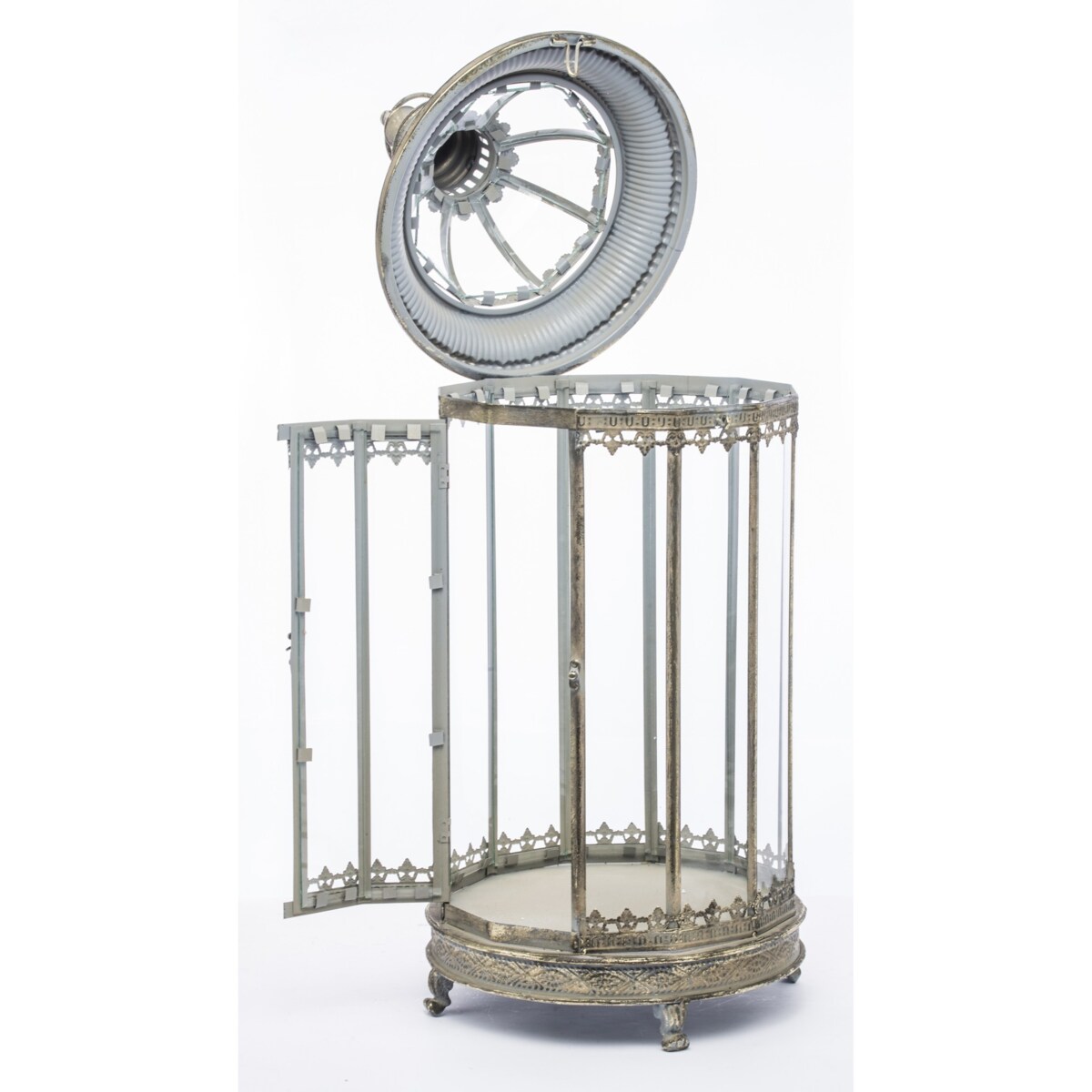 Komplet 2 lampionów metalowych beżowych BISETTE 80x28x28 i 58x22x22 cm