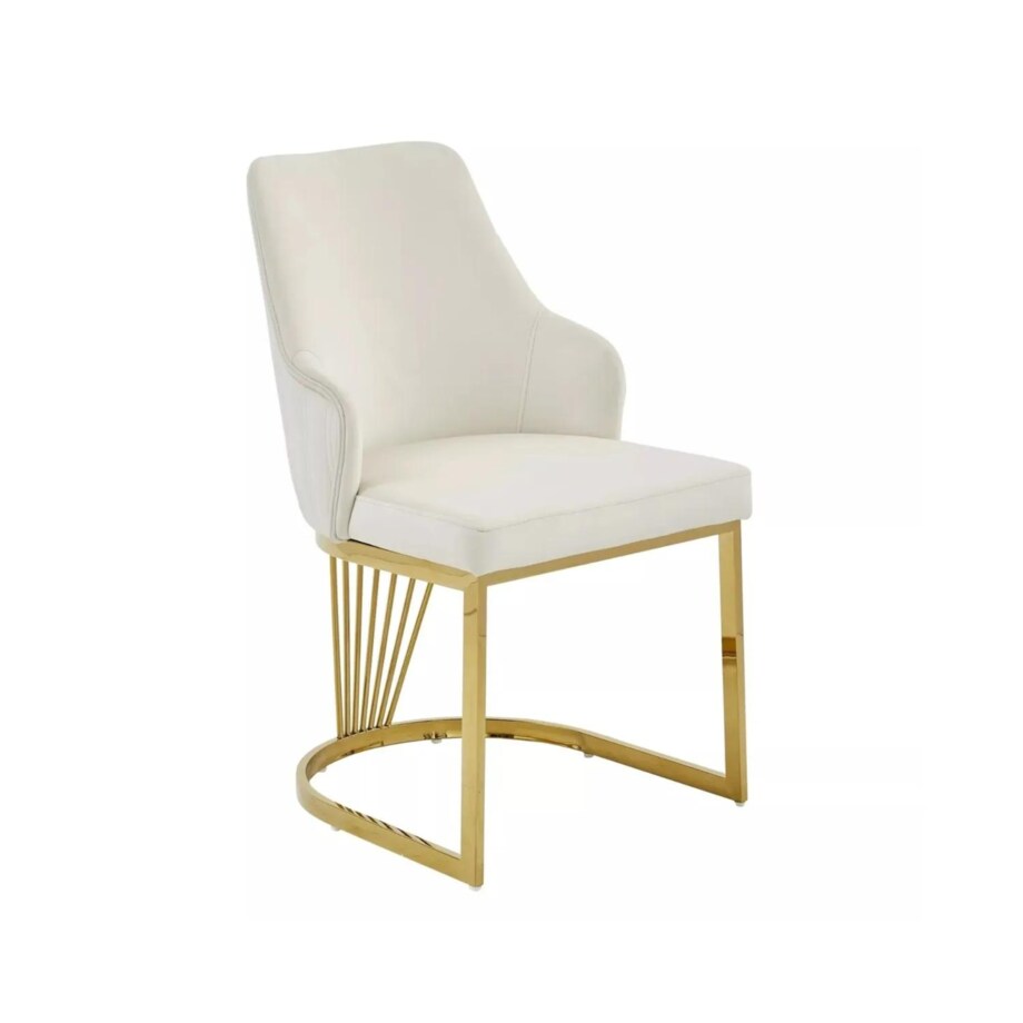 Krzesło tapicerowane ALURE VELVET jasnobeżowe