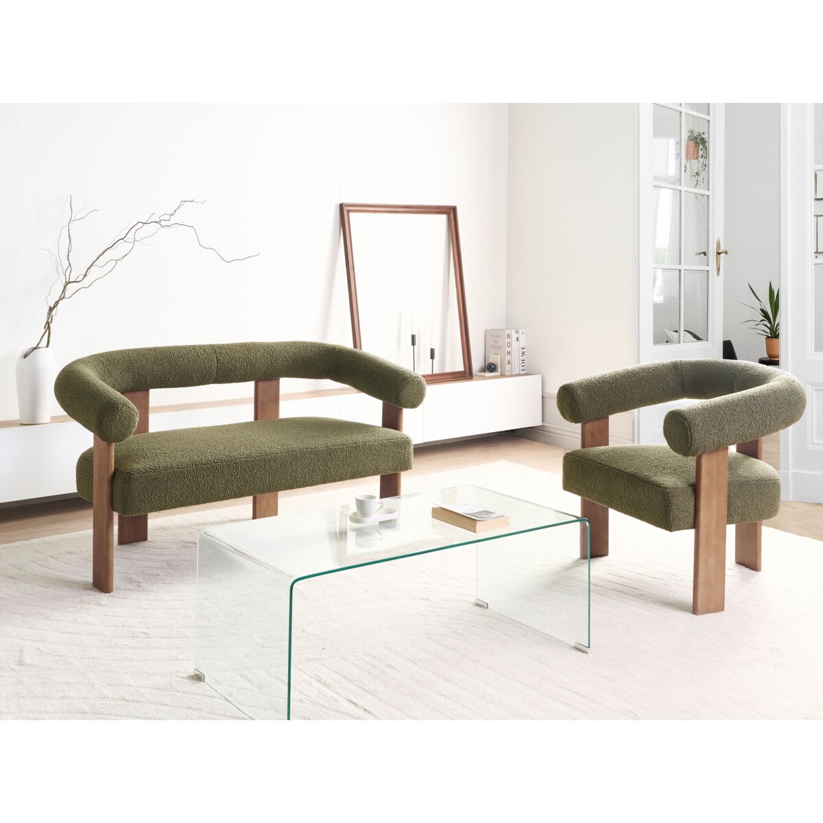 Sofa ILBRO Boucle Zielony dla 2 osób