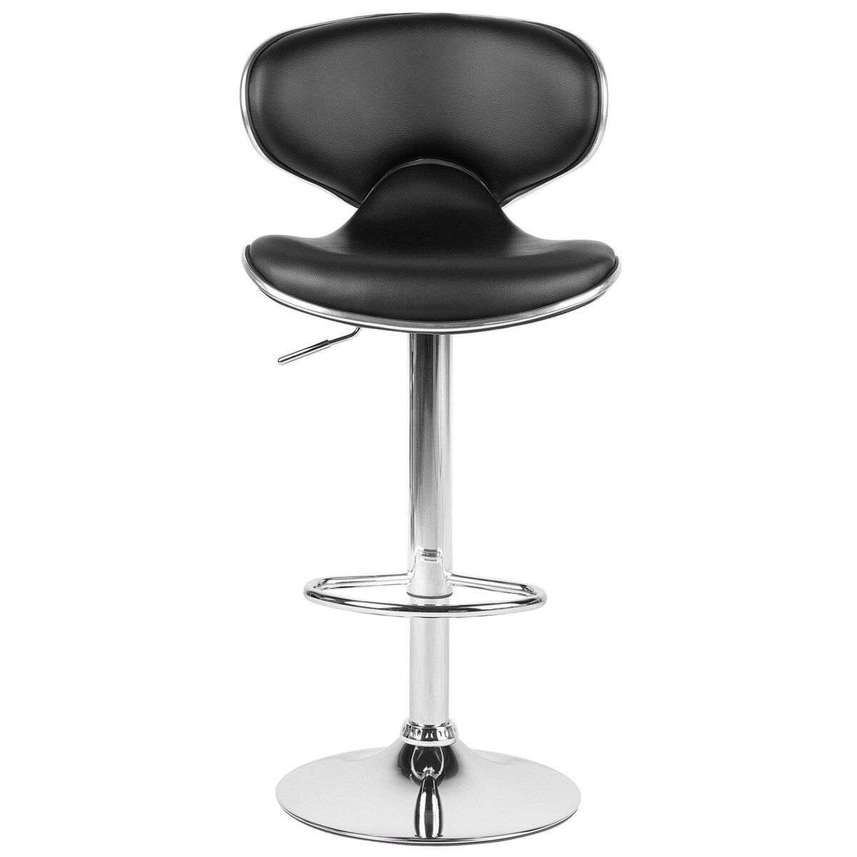 Zestaw 2 hokerów barowych regulowanych ekoskóra czarny CONWAY