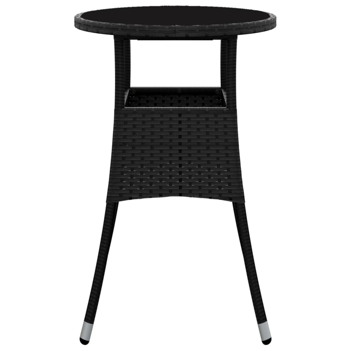 vidaXL Stolik ogrodowy, Ø60x75 cm, szkło hartowane i rattan PE, czarny