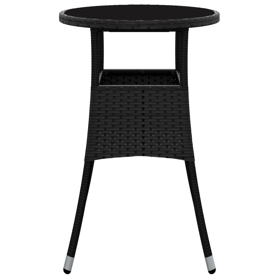 vidaXL Stolik ogrodowy, Ø60x75 cm, szkło hartowane i rattan PE, czarny