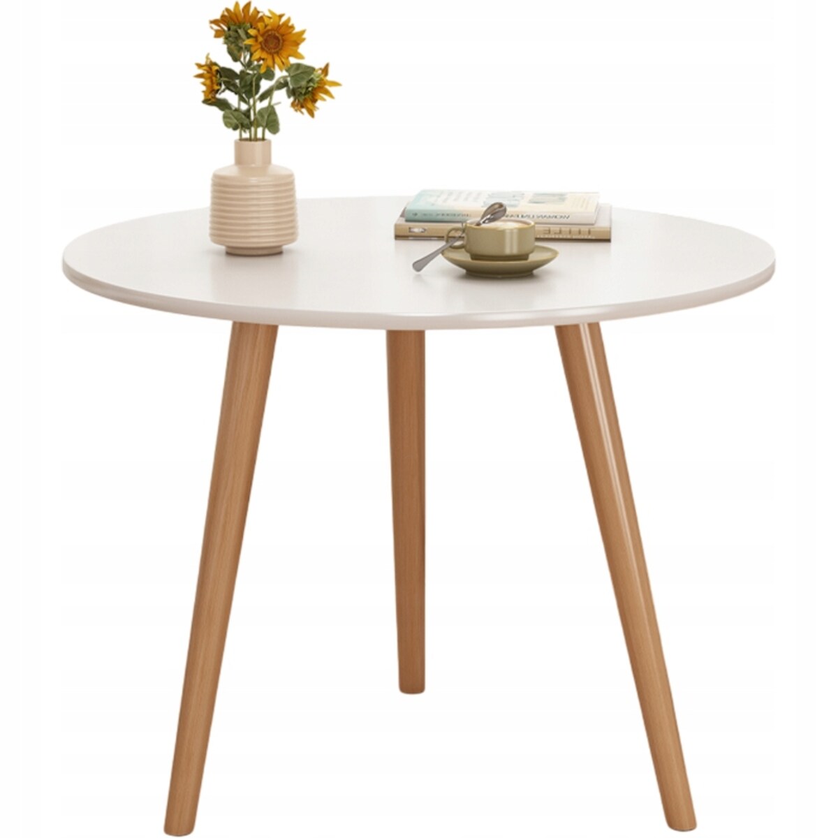 Stolik kawowy mały okrągły drewniany loft skandynawski ława stół salonu