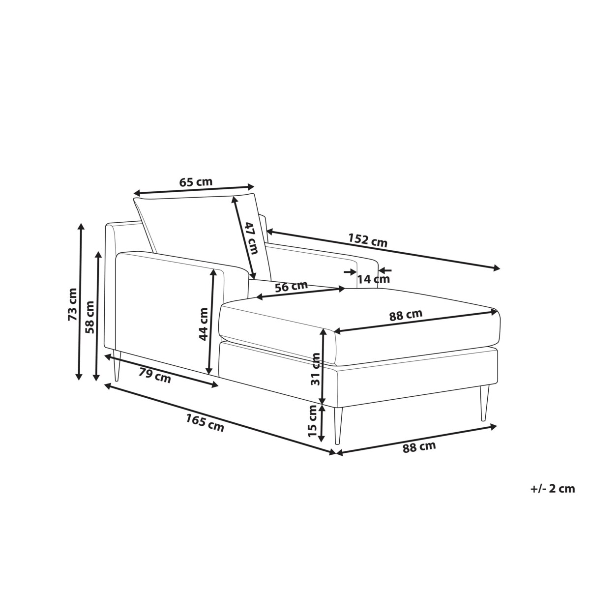 Szezlong welurowy zielony GUERET