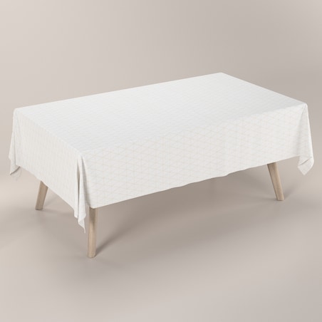 Obrus prostokątny 130 x 130 cm beżowe trójkąty na kremowo-białym tle