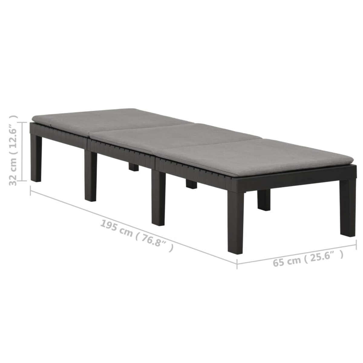 vidaXL Leżak z poduszką, plastikowy, antracytowy