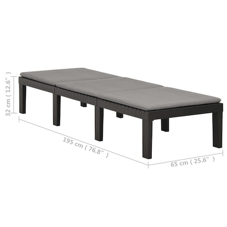 vidaXL Leżak z poduszką, plastikowy, antracytowy