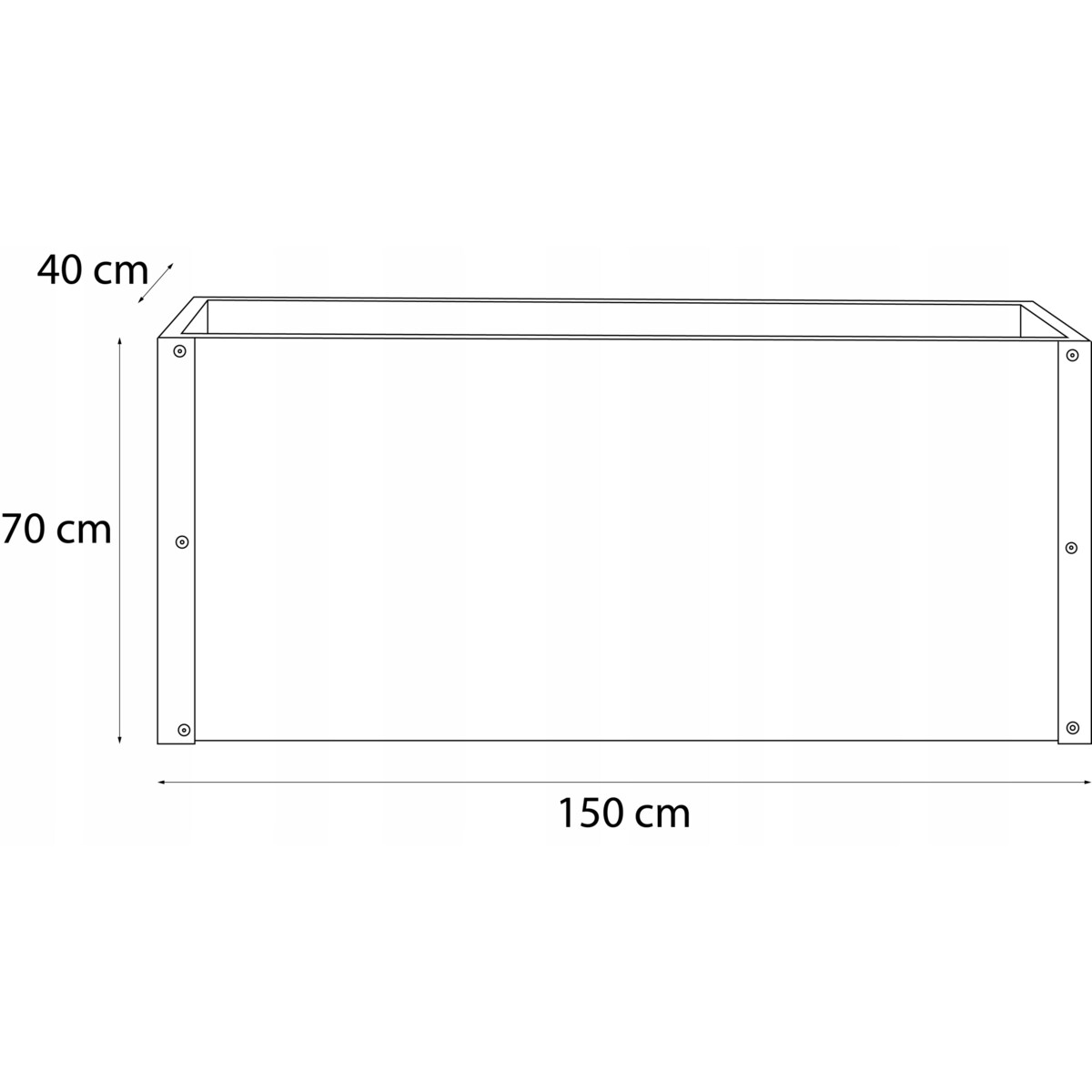 Donica ogrodowa metalowa150x40x70 RAL6020 zielona