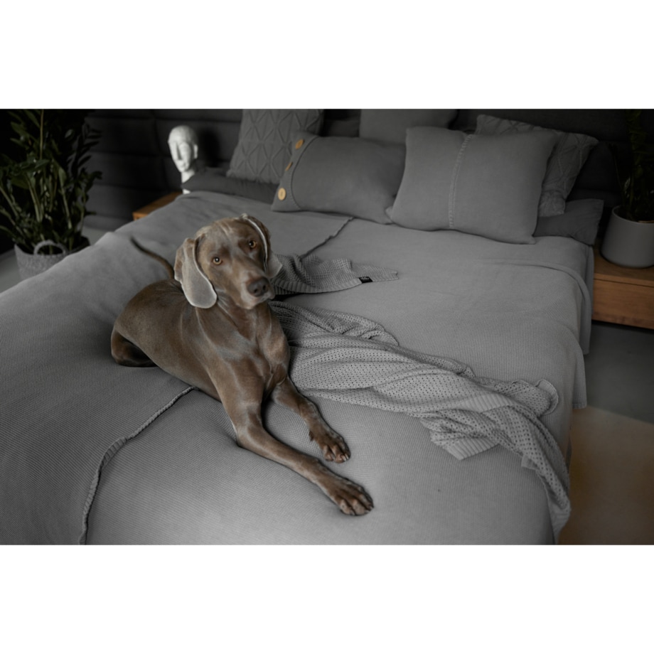 Poszewka klasyczna z przeszyciem szara, 40 x 60 cm, La Manta