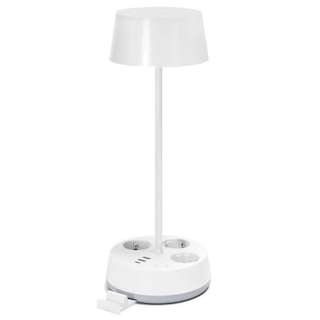 lampka stołowa led-4.6w z listwą elektryczną biała