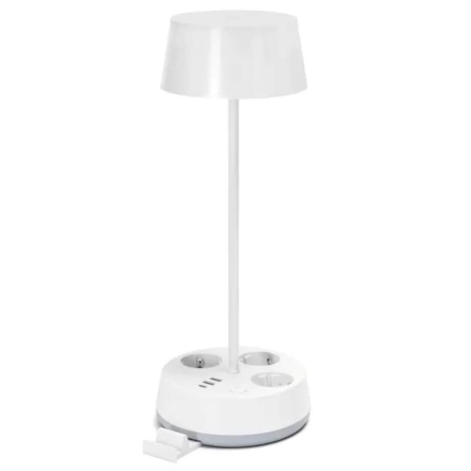 lampka stołowa led-4.6w z listwą elektryczną biała