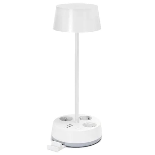 lampka stołowa led-4.6w z listwą elektryczną biała