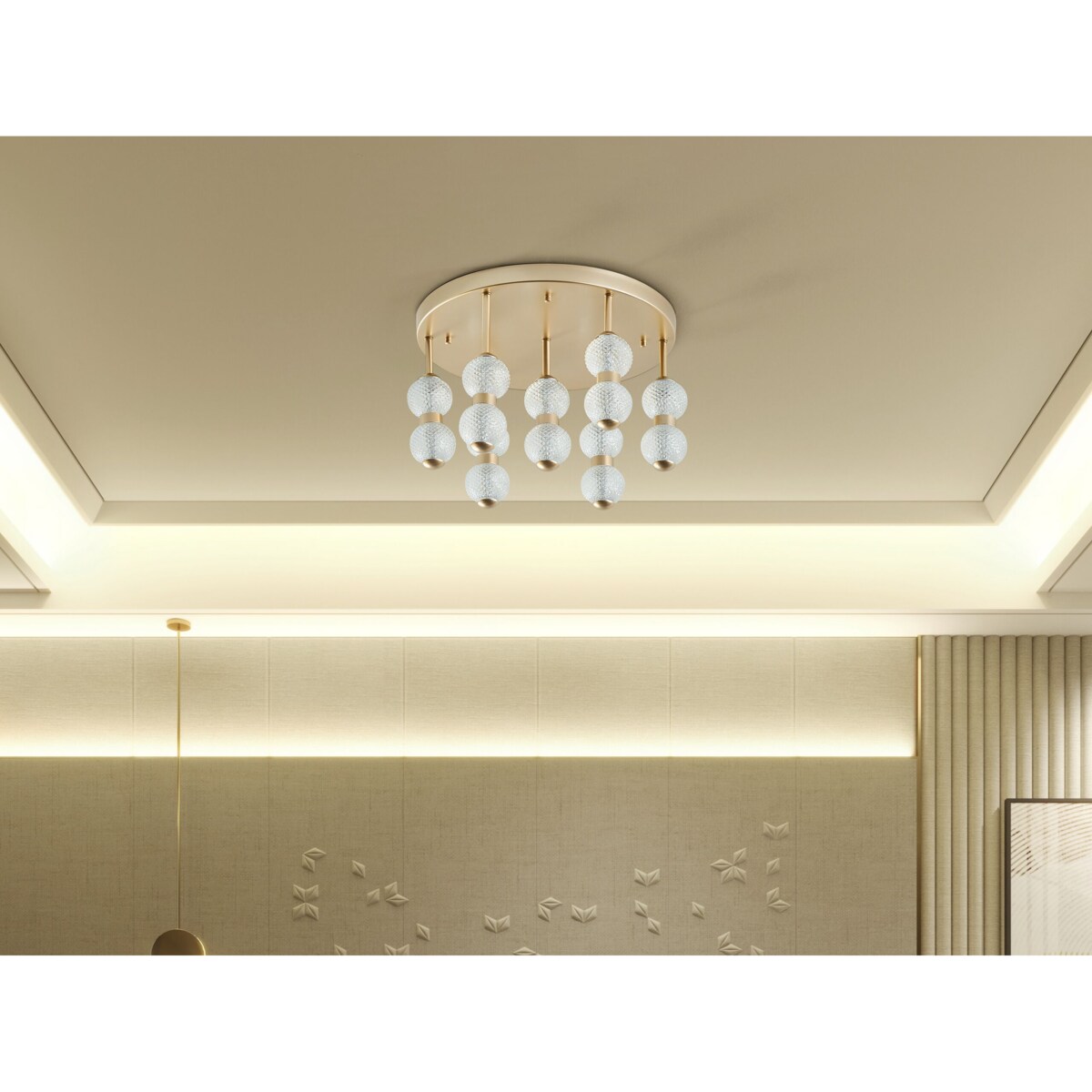 Lampa sufitowa LED metalowa złota YOWAKA