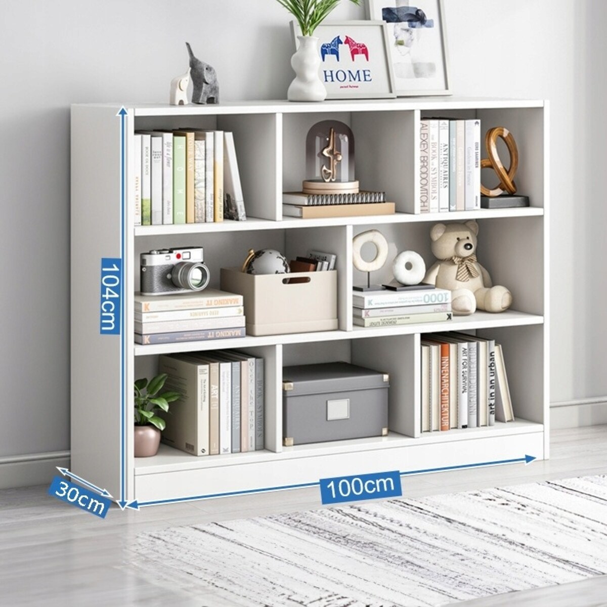 Regał otwarty stojący nowoczesny biały półka szafka komoda 8 półek 100 cm