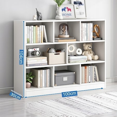 Regał otwarty stojący nowoczesny biały półka szafka komoda 8 półek 100 cm