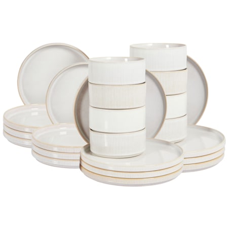 Zastawa stołowa 24-częściowa SPIKENARD Kamionka Złamana biel Biały