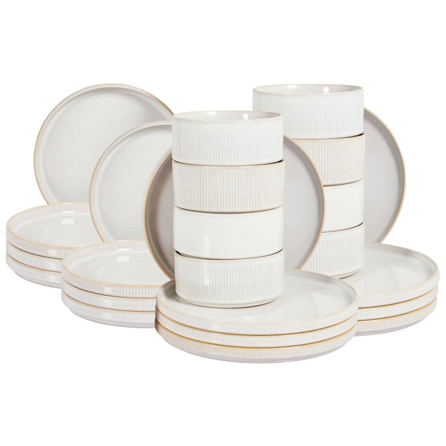 Zastawa stołowa 24-częściowa SPIKENARD Kamionka Złamana biel Biały