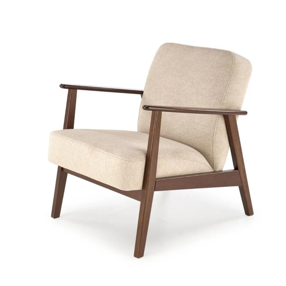 Fotel tapicerowany MILANO 1S beżowy/orzech